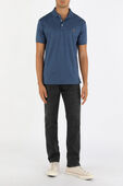 תמונת כל הלוק של Short Sleeves Knit Polo Shirt in Derby Blue